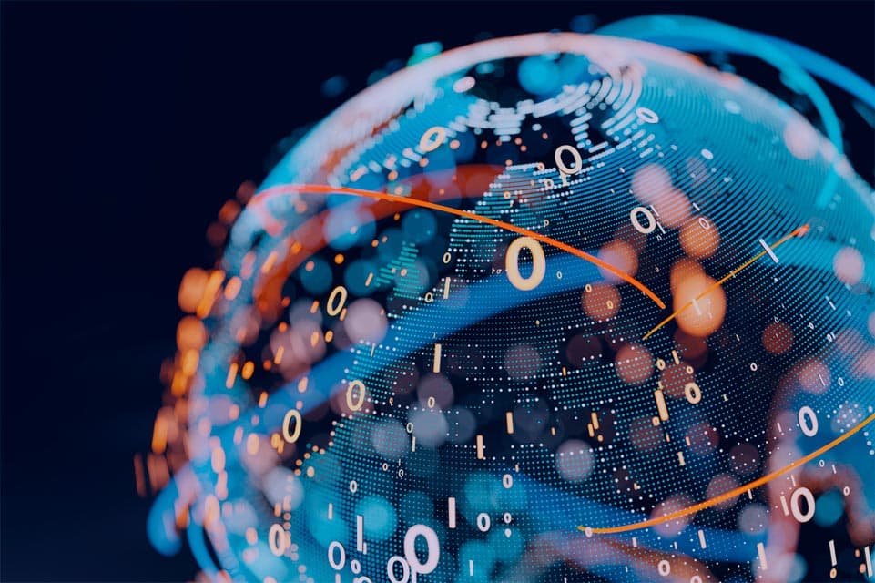 Digital world transformation illustration